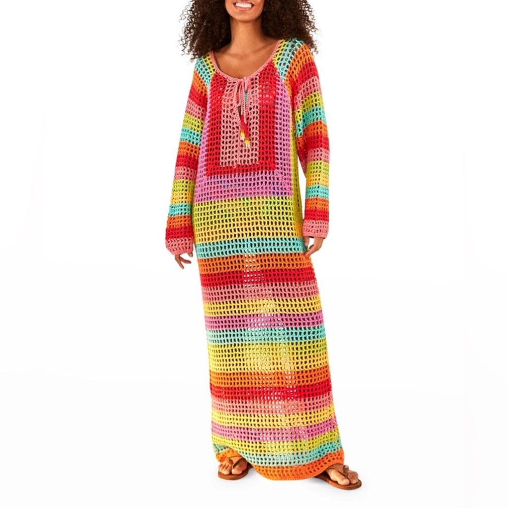 Farm rio rainbow striped knitted maxi. Sold out. New for 2023. Medium NWT